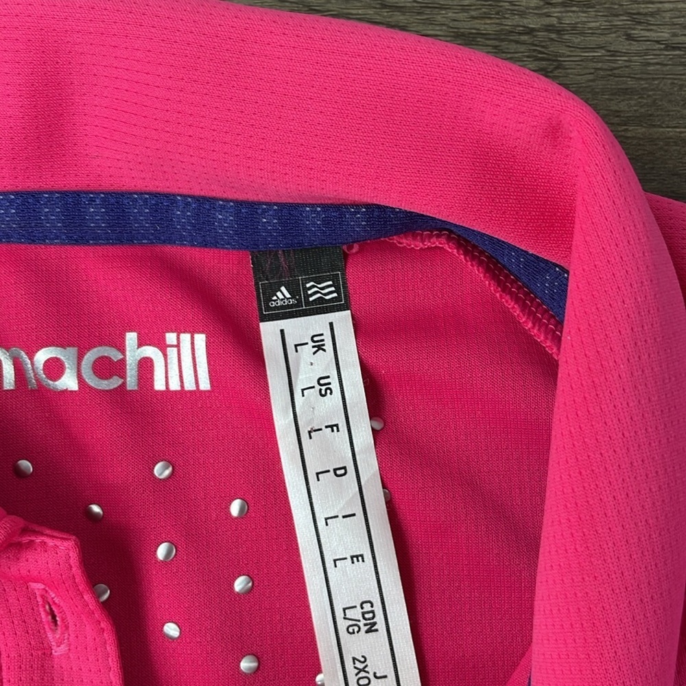 Adidas Women’s Pink Golf Climachill Tour Peplum SS Cooling Polo Top, size Large - Picture 2 of 9